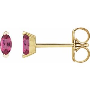 14K Yellow Natural Pink Tourmaline Earrings