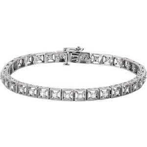 14K White 1/2 CTW Natural Diamond Line 7" Bracelet