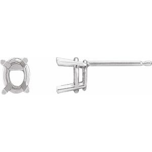 Sterling Silver 5x4 mm Oval 4-Prong Lightweight Earring