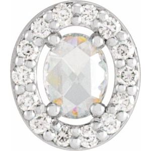 14K White 1/6 CTW Rose-Cut & Faceted Natural Diamond Halo-Style Pendant