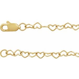 14K Yellow Gold-Filled 3.2 mm Heart 9" Chain
