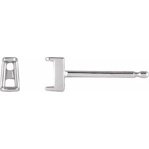 14K White 2x1x.5 mm Tapered Baguette Channel-Set Earring