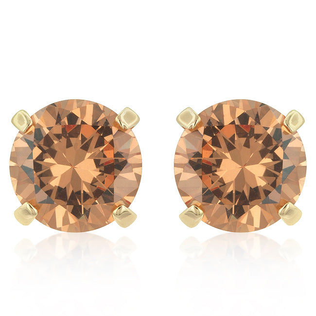 Simple Champagne Cubic Zirconia Studs