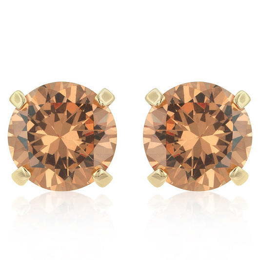 Simple Champagne Cubic Zirconia Studs