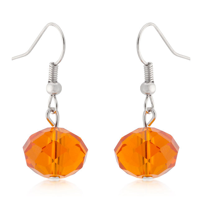 Orange Faceted Bead Earrings