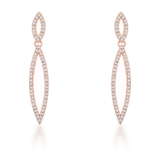 Sara 1.2ct CZ Rose Gold Delicate Double Teardrop Drop Earrings