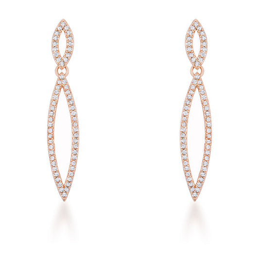 Sara 1.2ct CZ Rose Gold Delicate Double Teardrop Drop Earrings