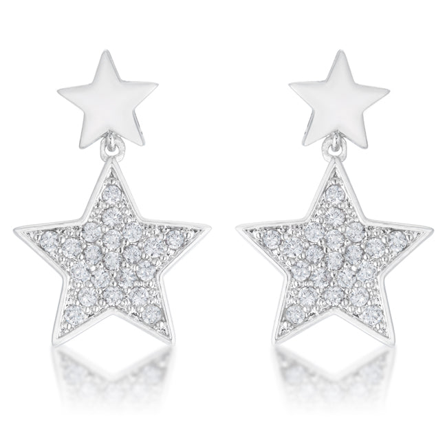 Bianca 0.5ct CZ Rhodium Star Drop Earrings