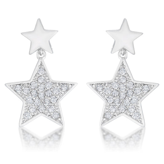 Bianca 0.5ct CZ Rhodium Star Drop Earrings