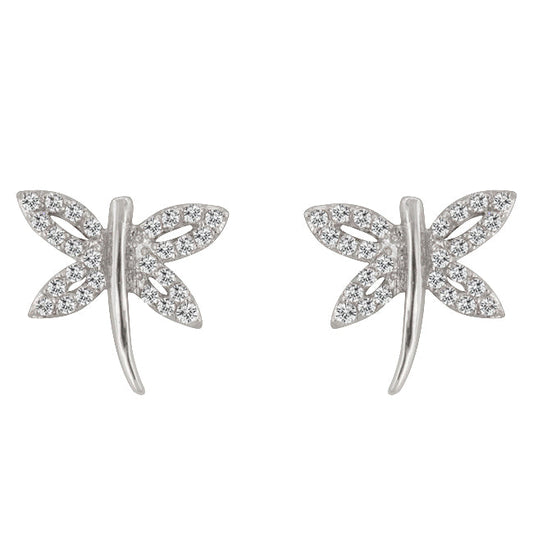 Cubic Zirconia Dragonfly Earrings
