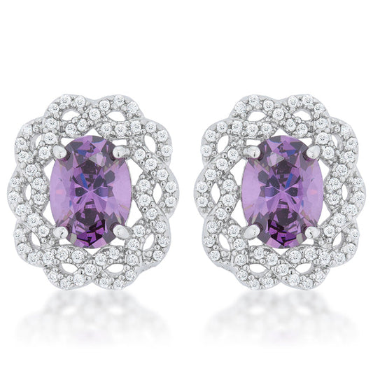 Amethyst Oval Stud Earrings