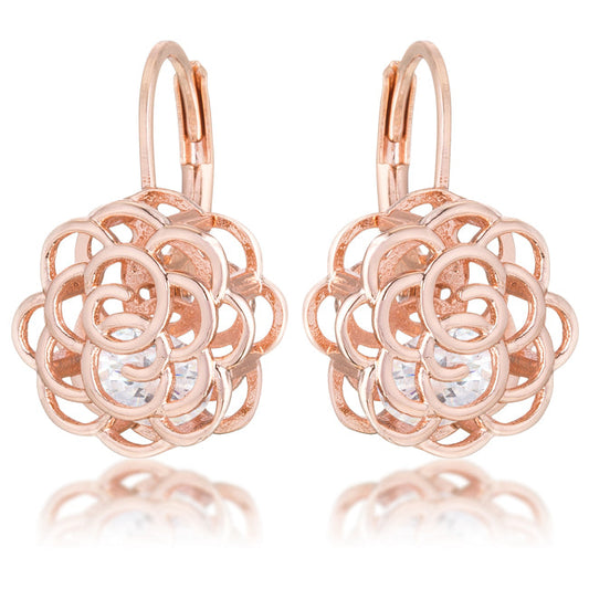 Maya 1.5ct CZ Rose Gold Rose Drop Earrings