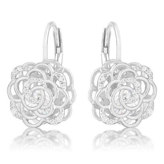 Maya 1.5ct CZ Rhodium Rose Drop Earrings