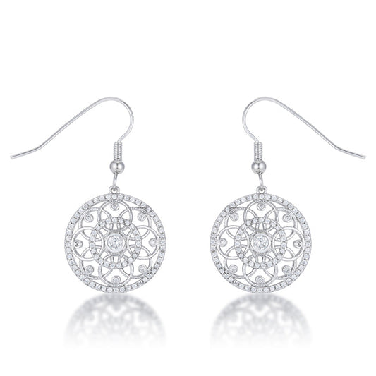 .95 Ct Interlocking Circle Rhodium and CZ Earrings