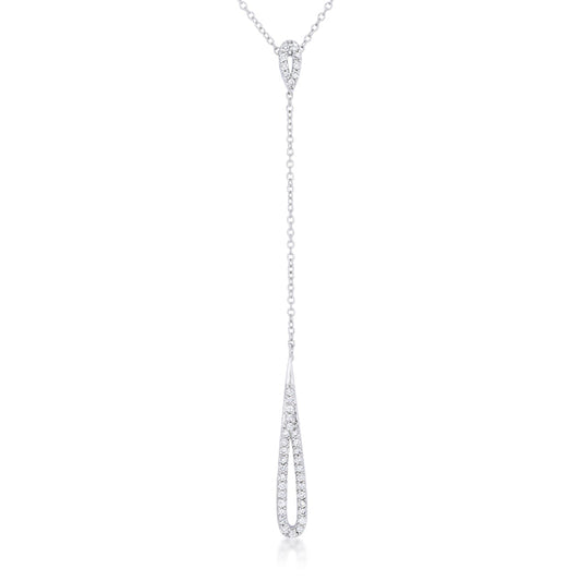 Chrisette 0.4ct CZ Rhodium Classic Drop Lariat Necklace