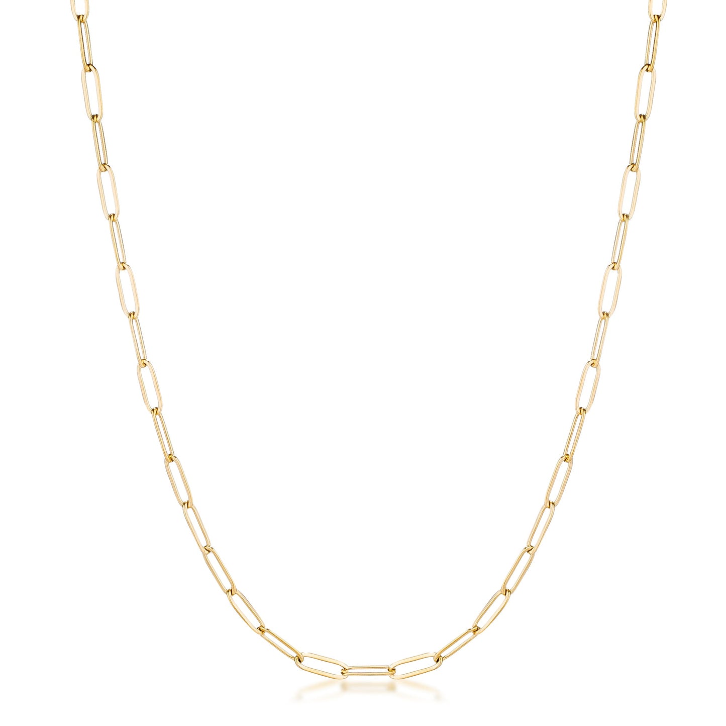 16 Gold Plated Linked Mid Size Paperclip Chain Necklace