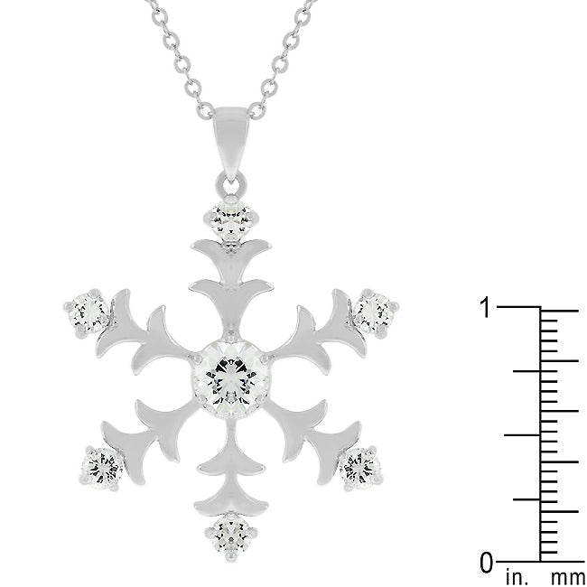 Rhodium Plated Snowflake Pendant