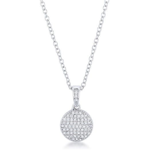 Rhodium Necklace with CZ Disk Pendant